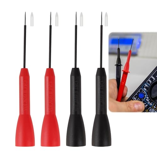 Image of 2mm Extended Needle Test Probes 4 Pcs, 600V /10A Non-Destructive Multimeter Insulation Needle Probes Tip Compatible with Fluke Leads tl71 tl75