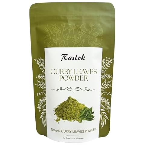 Raslok Curry Leaf Powder, 3.52 oz - Promotes Hair Growth, Thickens & Boosts Hair Volume for Fuller, Longer, Healthier Looking Hair Cover