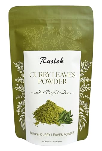 Raslok Curry Leaf Powder, 3.52 oz - Promotes Hair Growth, Thickens & Boosts Hair Volume for Fuller, Longer, Healthier Looking Hair