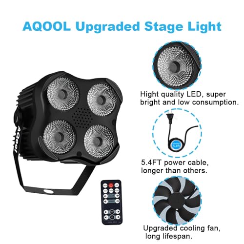 AQOOL Stage Par Lights, Super Bright RGBW LED Par Can Light with Remote & DMX Control, Stage Light Sound Activated DJ Uplighting for Event Festival Party Indoor Church Stage Lighting