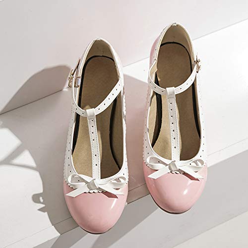 Bellirala Womens Rockabilly Shoes T-Strap Mary Jane Block High Heel Closed Toe Pumps2