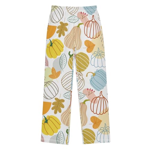 Boys' Pants Autumn Leaves and Pumpkin Long Bottoms Jogger Pants Elastic Waist Trousers with Pockets S-XL