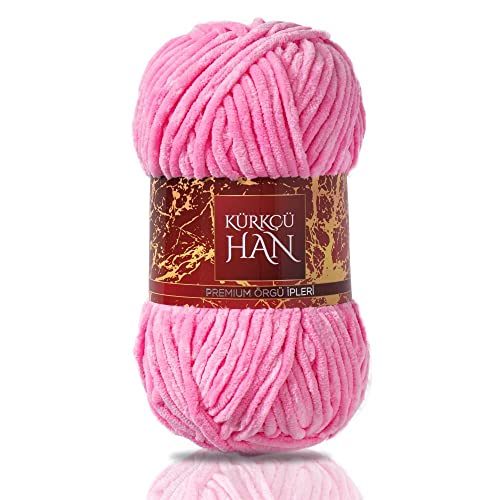 Kadife 100 g 95MT El Örgü İpi (Şeker Pembe)