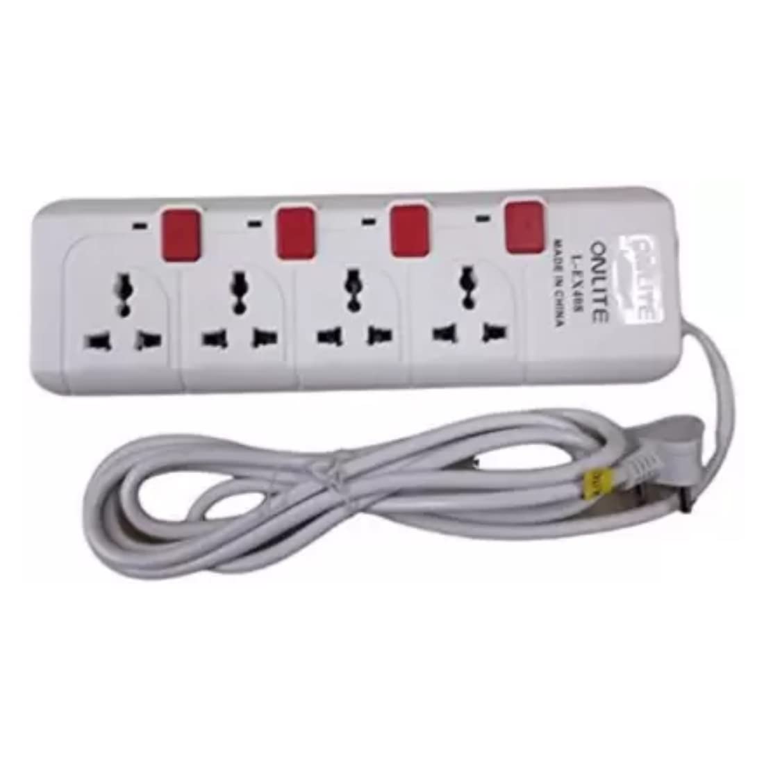 Onlite Power Extension Cord L-EX408 with 2.5 Meters Cord 10000 A Three Pin Socket