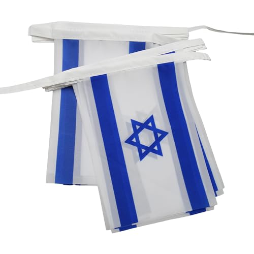 AZ FLAG - Guirlande Drapeau Israël - 6 Mètres Avec 20 Fanions Israélien De 21x14 cm - Petits Drapeaux 100% Polyester - 60g