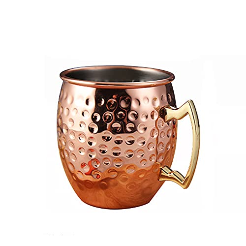 zxz Moscú Mula Tazas, Tazas de Cobre sólido Artesanal, Forro de Acero Inoxidable, Chapado de Cobre Puro, para Agua, Bebidas, Todo Tipo de Licor Cover