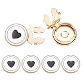 CRAFTYMELODY 6 Stück Flach Rund Knopf Abdeckungen Manschettenknöpfe Metall Emaille Liebe Manschettenknöpfe Dekorative Knöpfe Clips Bekleidungszubehör Schwarz
