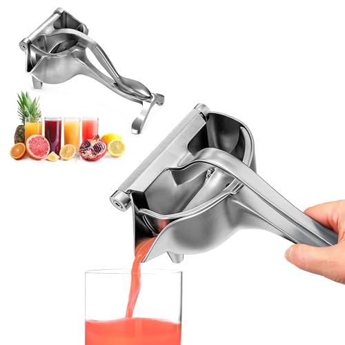 Image of Hand Juicer Squeezer - Aluminum Lemon Squeezer for Effortless Juice Extraction - Manual Hand Press Juicer for Lemon, Orange, Lime, Grapefruit & Pomegranate, Durable Ergonomic Handle, Easy Clean Design