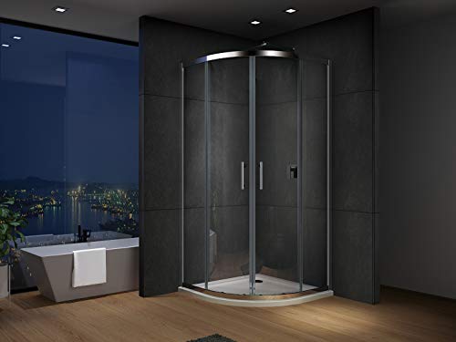 IMPTS Duschwanne/Duschtasse 80x80 cm,Sanitär-Acryl viertelkreis weiß Flache Viertelkreisduschwanne für Runddusche,inkl. Ablaufgarnitur