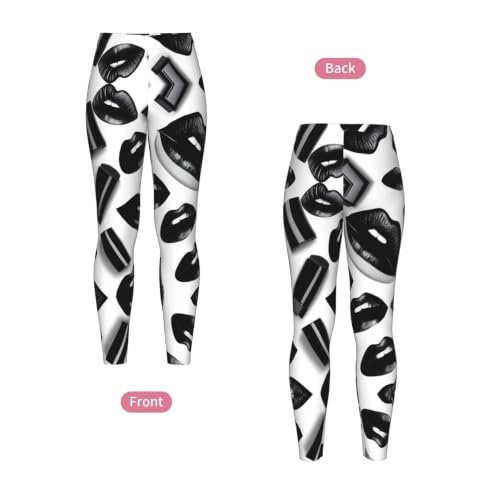 Pantalones de yoga para mujer negros con estampado de labios XTYGETY mallas deportivas 5