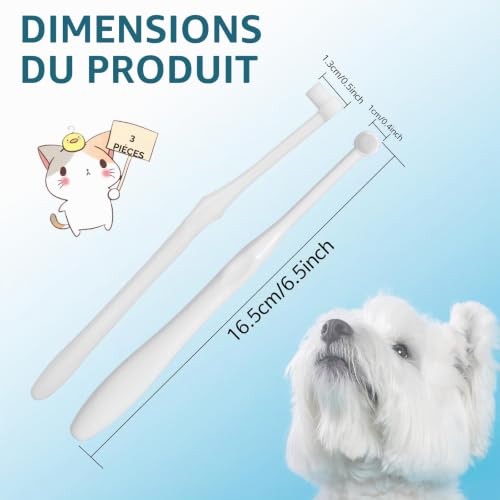 KALIONE Lot de 3 brosses à dents pour chien avec poils nano ultra doux - Hygiène buccale pour animaux de compagnie sensibles - Brosse à dents pour chiot et chaton – vue 2