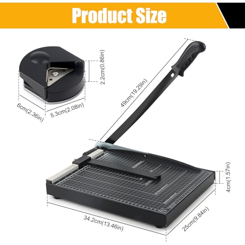 12" Paper Cutter, Guillotine Paper Trimmer, Portable Paper Cutting Machine with Corner Rounder, 12-Sheet Capacity Heavy-Duty Paper Slicer for Office, School, Cardboard, Crafts, Vinyl, Photo - Image 3