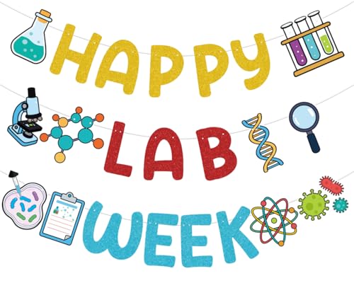Pre-assembled Happy Lab Week Banner, Lab Week Decorations 2026, Medical Laboratory Week Party Decorations