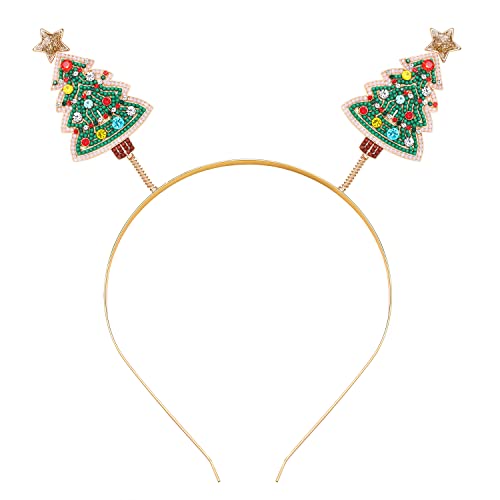 IT.S Christmas Headbands for Women - Rhinestone Xmas Tree & New Year Hairband - Merry Christmas Headpiece