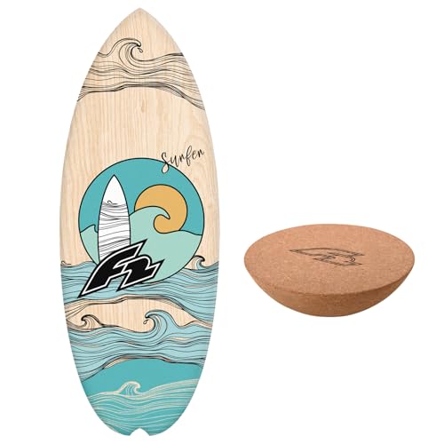 F2 Set Balance Board Halfshell 80x30cm mit Kork Halbkugel - Gleichgewichts...