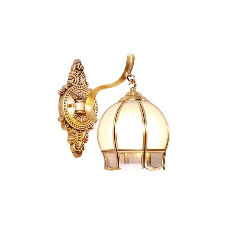 JYBNBBE Wall Sconces, Classical European Design Pattern Copper&Glass Decorative Wall Lamp European Hotel Bedroom Bedside Lamp Wall Lamp Staircase Aisle Background Wall Viewing Lighting Wall Sconce