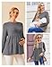 Ekouaer Womens Maternity Tops Long Sleeve Pregnancy Tunic Blouses Crew Neck Ribbed Shirts Pregnant Clothes Grey