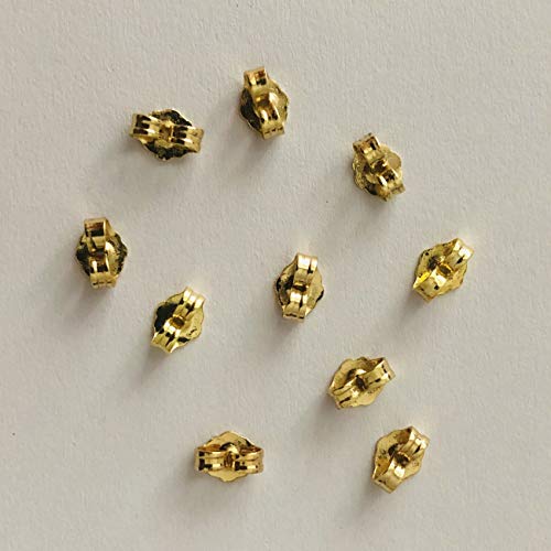 Monochef 14K Yellow Gold Earring Backs Replacement Secure Ear Locking For Stud Earrings Ear Nut For Posts, 5X6Mm 10Pcs/5 Pairs #TOP5