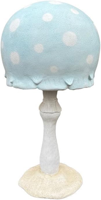 LM Treasures Large Pastel Blue Round Mushroom Statue Fairytale Theme Display Prop Home Decor