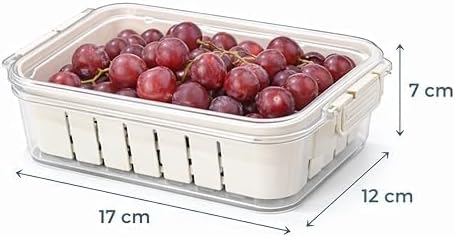 Divided Fridge Storage Boxes With 4 Serving Veggie Tray with Lid and Handle, Fridge Organizer with Removable 4 Compartment, Fridge Storage Containers