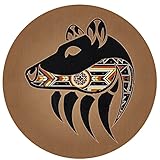 Round Native American Bear Head and Claw Floor Mat Washable Doormat Area Rugs Pad for Bedroom Living...