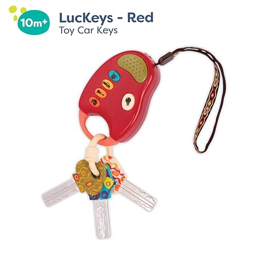 B. toys – Toy Car Keys – Key Fob with Lights & Sounds – Interactive Baby Toy – Pretend Keys for Babies, Toddlers – 10 Months + – FunKeys – Red - Image 4