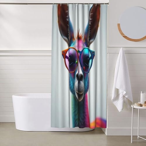 Rideau de douche tissu lavable machine imprimé alpaga 152x183 - 7