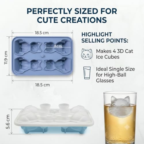 Molde de silicona para cubitos con forma de gato 3D miniatura 3