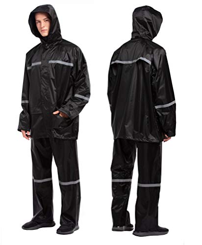 Rain Suits For Men Waterproof Hooded Raincoat For Travel,Motorcycle,Golf,Fishing(Jacket&Pants) (L/175Cm) #TOP1
