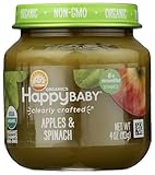 HAPPY BABY Organic Stage 2 Apples Spinach Baby Food, 4 OZ