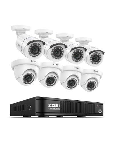 ZOSI H.265+ 1080p Home Security Camera System Indoor Outdoor, 5MP Lite CCTV DVR 8 Channel, 8 x 1080p...