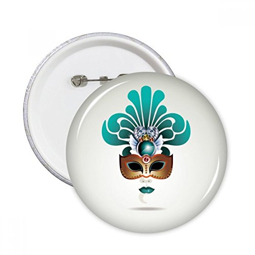 Cadeau Carnaval de Venise original : lot de 5 badges ronds masque cyan heureux L