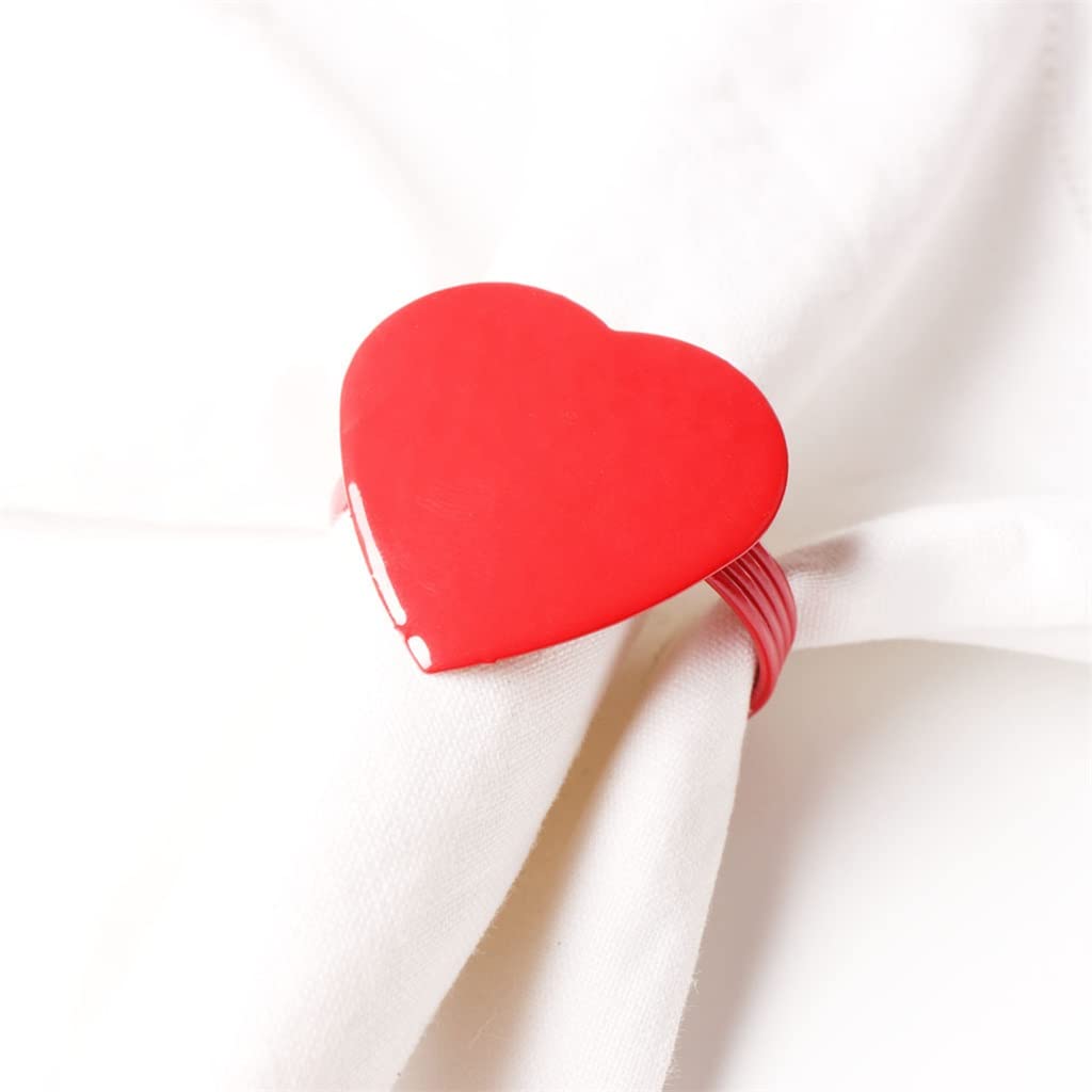 6 uds., servilletero Rojo Grande en Forma de corazón para el Día de San Valentín, servilletero con Hebilla, Anillo para servilleta, servilletero, Anillo para la Boca, Vueltas de Tela (D Talla única)