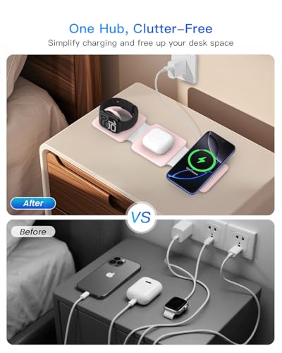 image for Iseyyox Charging Station for Apple Multiple Devices: 3 in 1 Foldable M