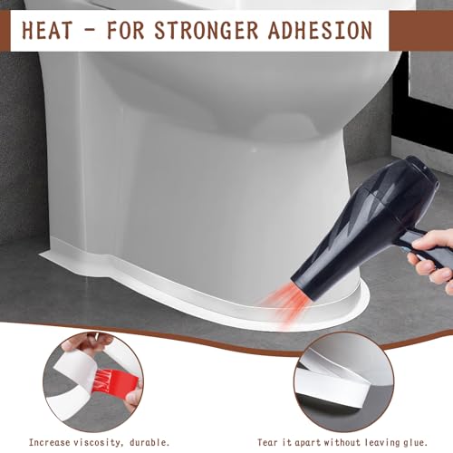 Image of Caulk Tape, 3 Rolls Caulking Tape Sealant Strip, White Waterproof Self Adhesive Caulk Strip for Bathroom, Kitchen, Shower, Bathtub, Toilet with Sealing Tool(1.5 inch x10.5Ft)