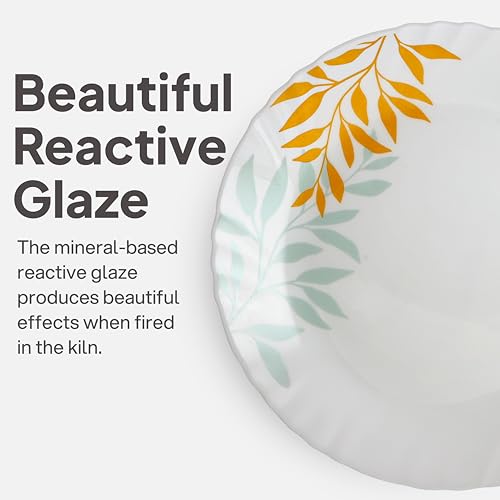 Image of Cello Imperial Series Opalware Dinner Set 10 Pcs |Lush Foliage | Opal Glass, Lightweight & Chip-Resistant | Microwave Safe, Dishwasher Safe | Scratch-Resistant Dinnerware | White