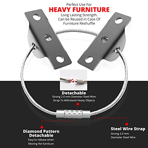 image for BARKAH Furniture Anchors (Pack of 6), Anti Tip Furniture Straps Kit fo
