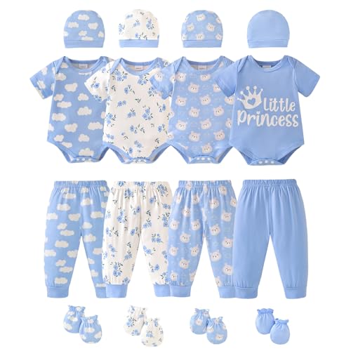 Image of Baby Layette Sets Unisex Newborn Baby Boys Girls Essentials Gift Set 16-Piece Infant Baby Outfit Clothes