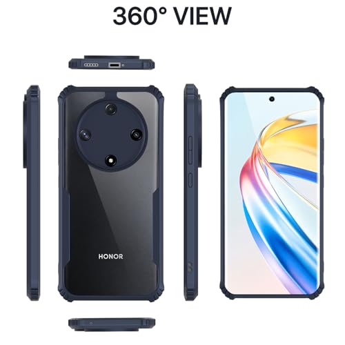 Image of Pikkme Back Cover for Honor X9b 5G | Ultra Hyrbid | Full Camera Protection | Raised Edge | Crystal Clear Transparent Bumper Case (Blue)