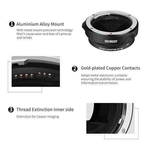 Adaptador de montura de lente con enfoque automático para lentes Canon EF/EF-S a cámaras sin espejo Sony E-Mount, compatible con Sony Alpha A9, A7R V/IV/III/II, A7 IV/III/II, A7C, A7S Series miniatura 5