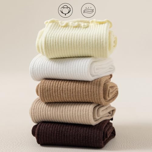 Image of Women Ruffle Crew Socks Cute Frilly Lettuce Turn-Cuff Calf Dress Sock 6 Pack