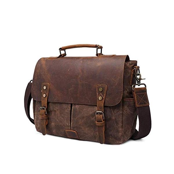 QZH Kamera Rucksack Tasche Retro Oil Wax Portable Canvas Bag Herren SLR Kameratasche Umhängetasche Herren Umhängetasche…