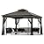 10'x12' Hardtop Gazebo - Wooden Coated Aluminum Frame Canopy with Galvanized Steel Double Roof, Outdoor Permanent Metal Gazebo Pavilion for Patios with Curtains and Netting - Wood Brown