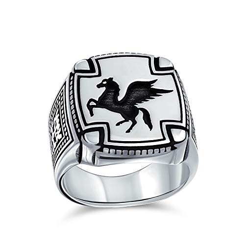 Bague cheval ailé Pégase style antique grec pour un look affirmé bague homme argent grand format