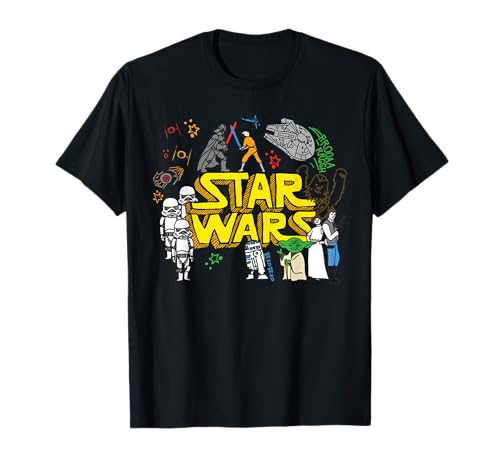 T-shirt Star Wars en coton respirant et durable avec imprimé doodle