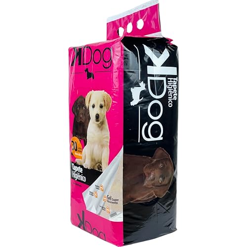 Tapete Higiênico Descartável para Cães, KDog, 30 unidades, Branco, Tamanho total 60cm X 80cm, Tamanh