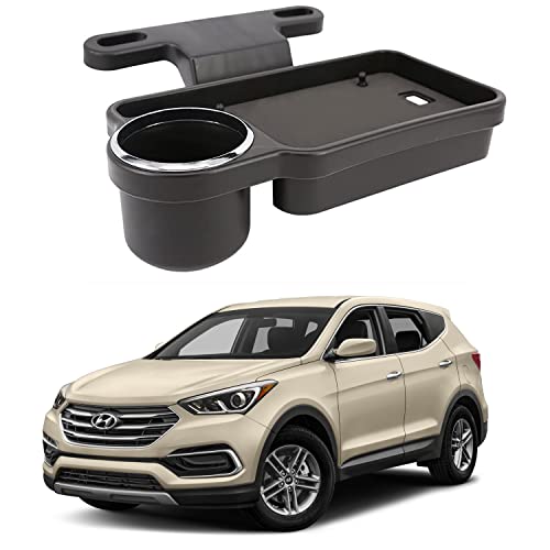 Image of Oshotto (FT-04) Foldable Car Auto Headrest Rear Back Seat Table Drink Food Cup Tray Holder Compatible with Hyundai Santa Fe - Black