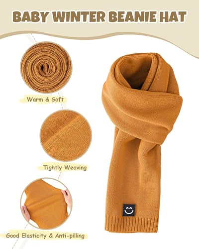 Image of Baby Beanie Mittens Scarf Set,Toddler Kids Winter Hat and Thermal Gloves Neck Warmer Set for Girls Boys