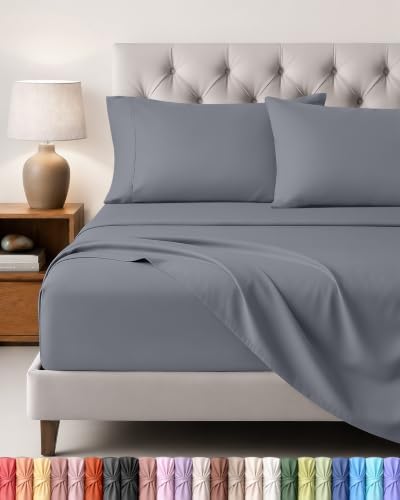 Utopia Bedding Set Lenzuola Letto 4 Pezzi, 180x200cm, Grigio