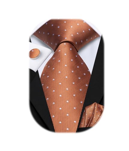 Image of Hi-Tie Paisley Floral Ties Set for Men Silk Mens Stripes Necktie Pocket Square Cufflinks Set Formal Business